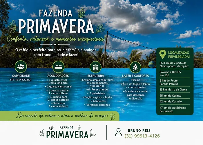 Fazenda Com Piscina e Churrasqueira BR-135 Próximo Curvelo Corinto e Morro da Garça que aceita animais de estimação